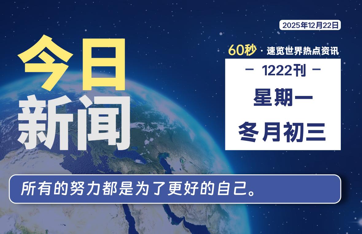 12月22日，星期一, 每天60秒读懂全世界！SW 兴趣使然-SW 兴趣使然