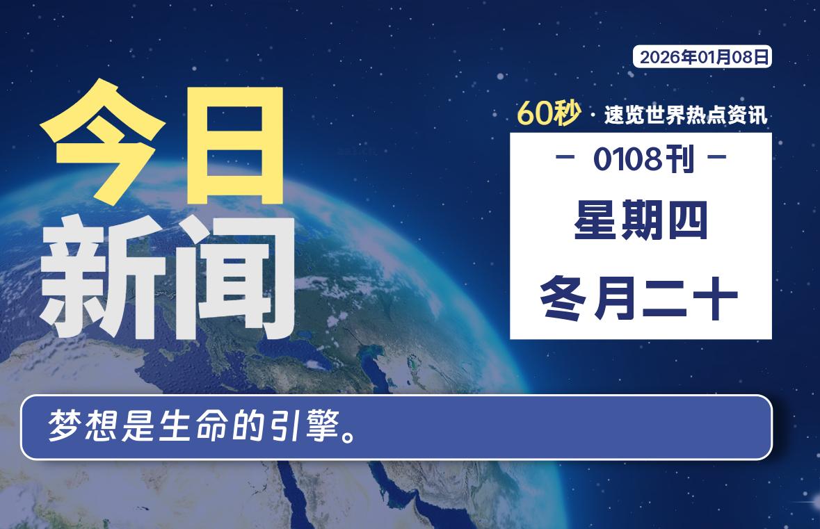 01月08日，星期四, 每天60秒读懂全世界！SW 兴趣使然-SW 兴趣使然